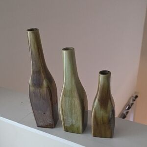 Set of Three Wooden Vases